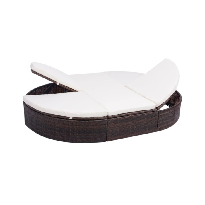 Lit de repos d'extérieur avec coussin Résine tressée Marron