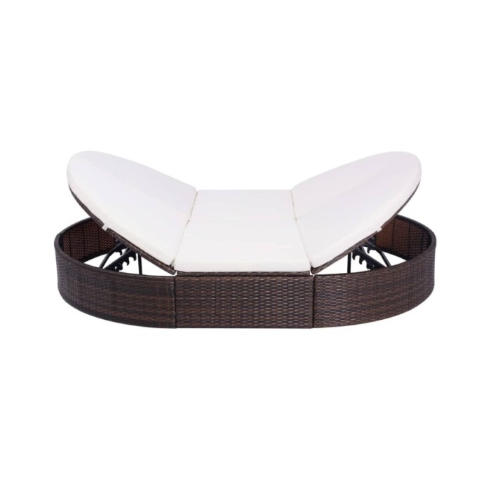 Lit de repos d'extérieur avec coussin Résine tressée Marron