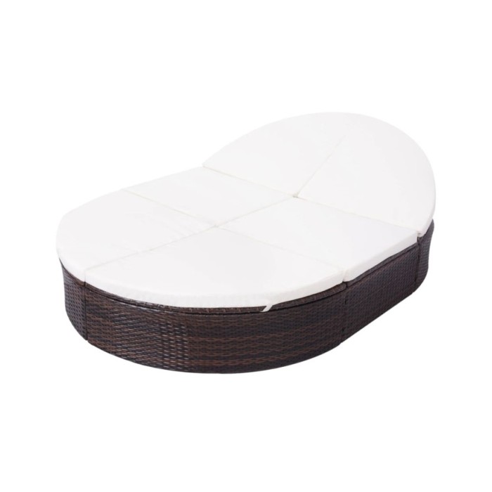 Lit de repos d'extérieur avec coussin Résine tressée Marron