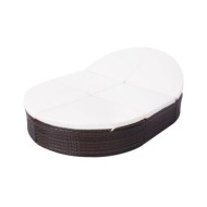 Lit de repos d'extérieur avec coussin Résine tressée Marron