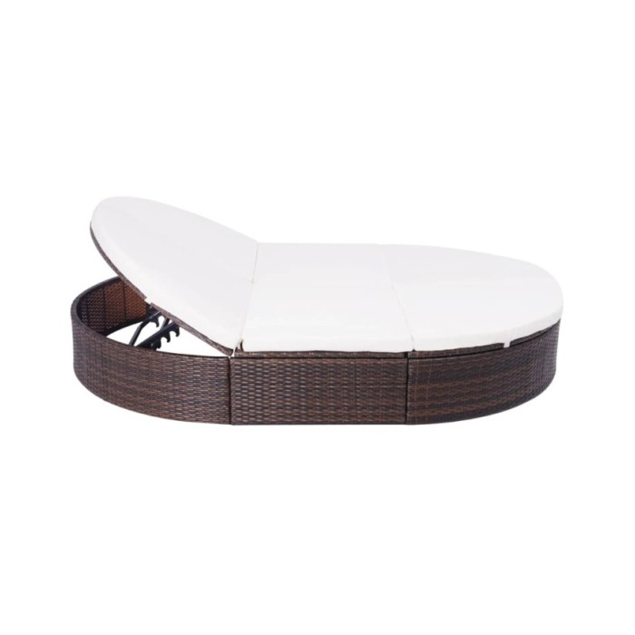 Lit de repos d'extérieur avec coussin Résine tressée Marron