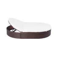 Lit de repos d'extérieur avec coussin Résine tressée Marron