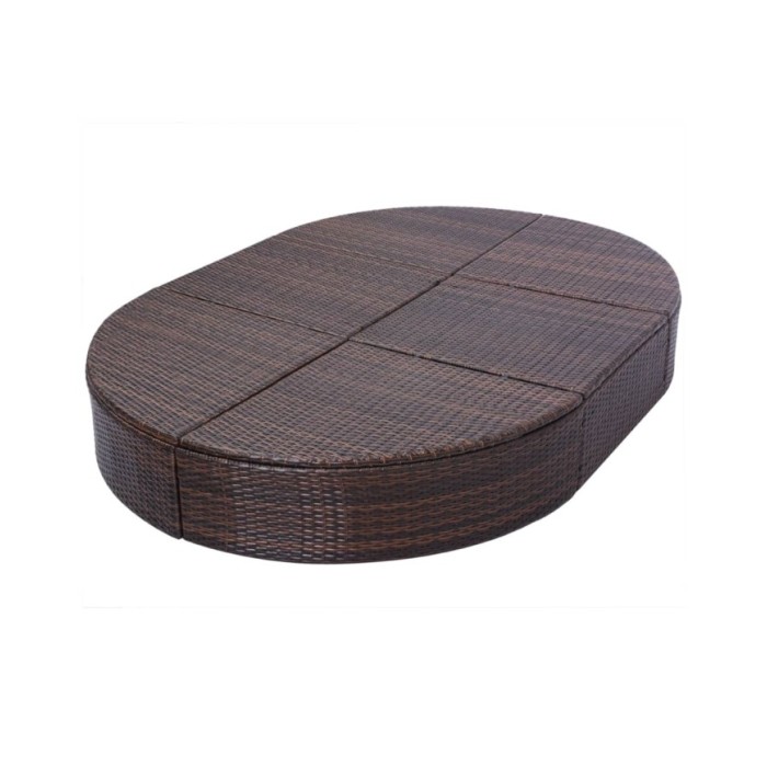 Lit de repos d'extérieur avec coussin Résine tressée Marron