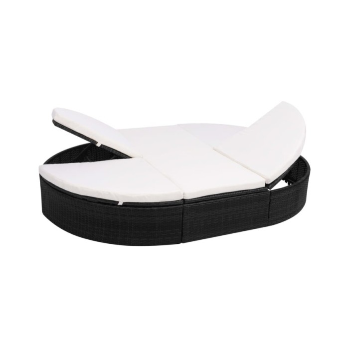 Lit de repos d'extérieur avec coussin Résine tressée Noir