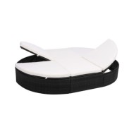Lit de repos d'extérieur avec coussin Résine tressée Noir
