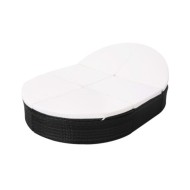Lit de repos d'extérieur avec coussin Résine tressée Noir
