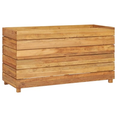Lit surélevé 100x40x55 cm Bois de teck recyclé et acier