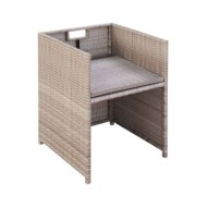 Salon de jardin encastrable avec coussins 11 pcs Rotin Beige