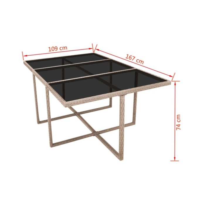 Salon de jardin encastrable avec coussins 11 pcs Rotin Beige