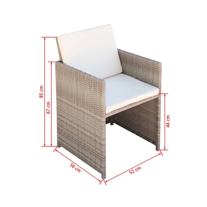 Salon de jardin encastrable avec coussins 11 pcs Rotin Beige