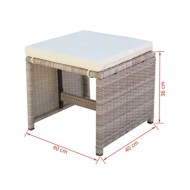 Salon de jardin encastrable avec coussins 11 pcs Rotin Beige