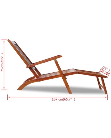 Chaise de terrasse avec repose-pied Bois d'acacia solide