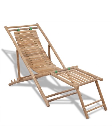 Chaise de terrasse d'extérieur avec repose-pied Bambou