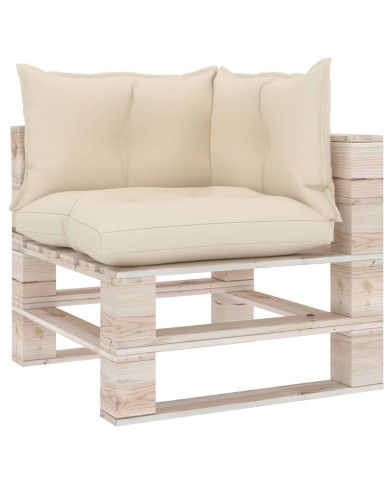 Coussins de canapé palette 3 pcs Crème Tissu