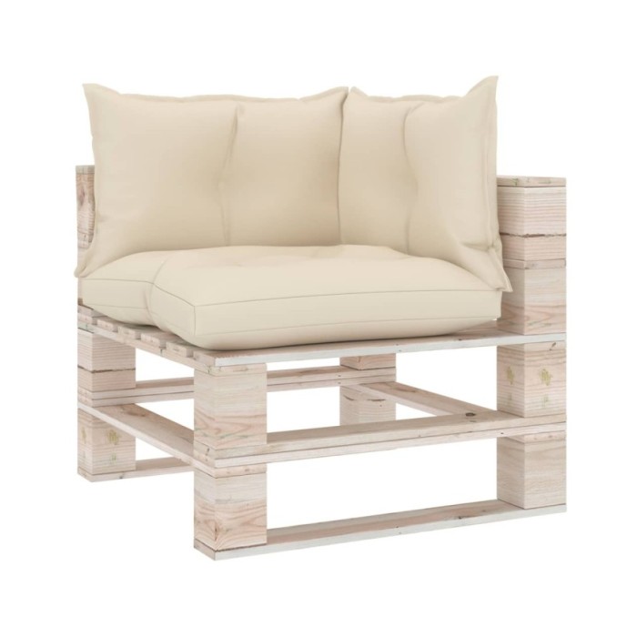 Coussins de canapé palette 3 pcs Crème Tissu