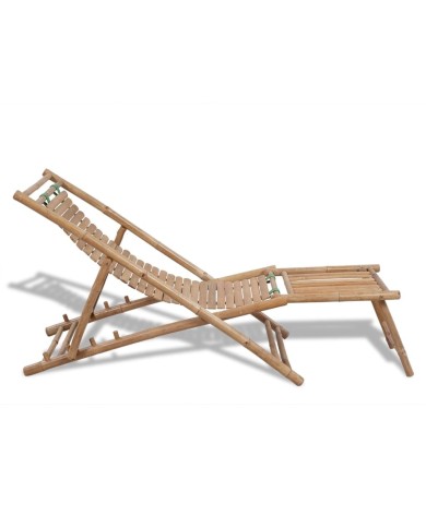 Chaise de terrasse d'extérieur avec repose-pied Bambou