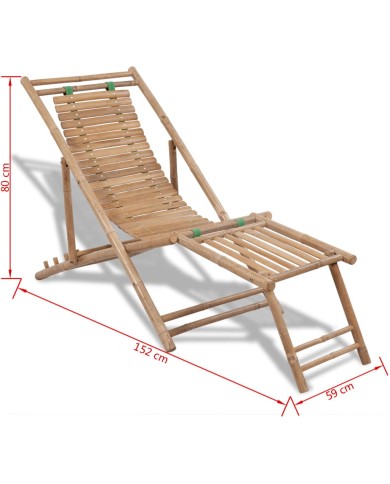 Chaise de terrasse d'extérieur avec repose-pied Bambou