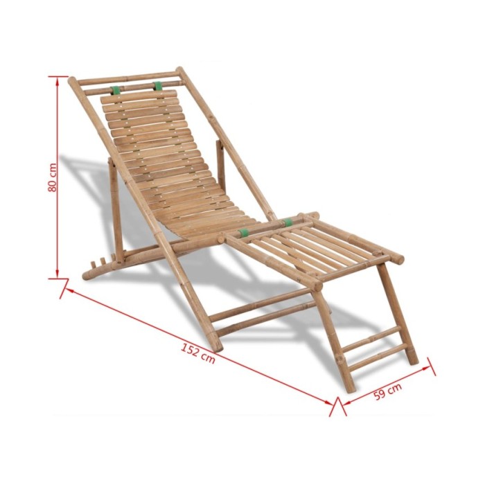 Chaise de terrasse d'extérieur avec repose-pied Bambou