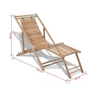 Chaise de terrasse d'extérieur avec repose-pied Bambou
