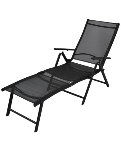 Chaise longue pliable Aluminium Noir