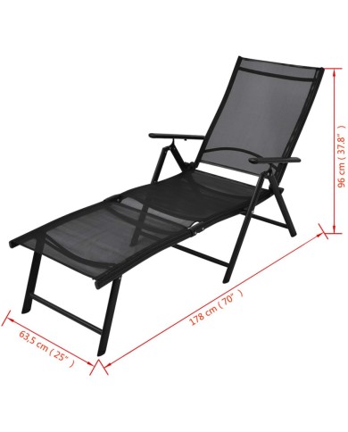 Chaise longue pliable Aluminium Noir