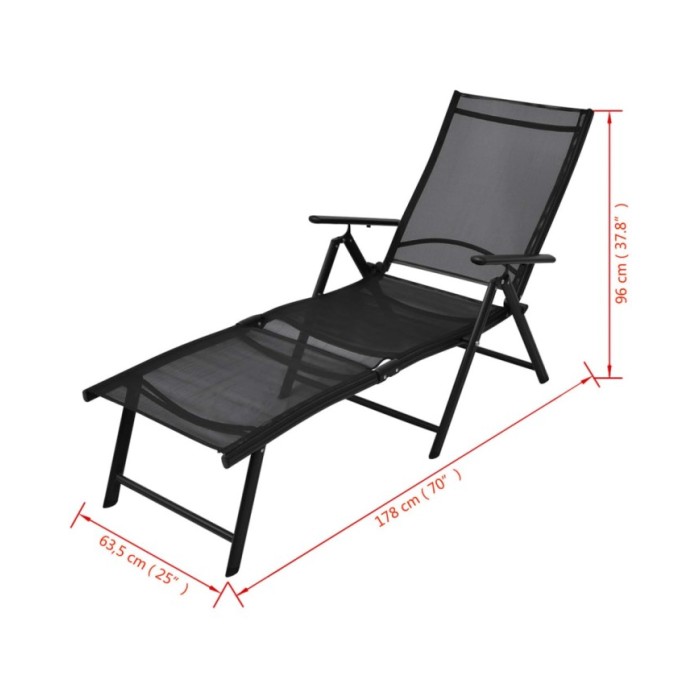 Chaise longue pliable Aluminium Noir