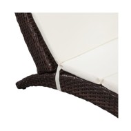 Chaise longue pliable avec coussin Résine tressée Marron