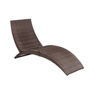 Chaise longue pliable avec coussin Résine tressée Marron