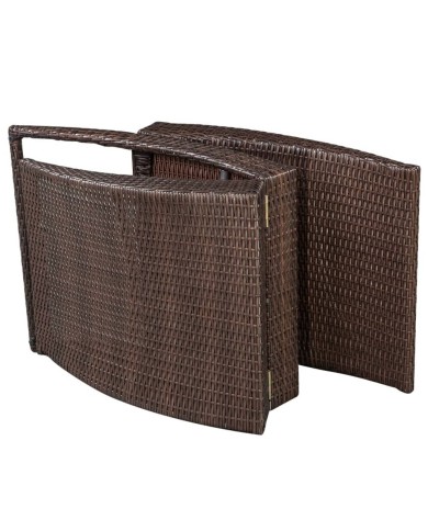 Chaise longue pliable avec coussin Résine tressée Marron