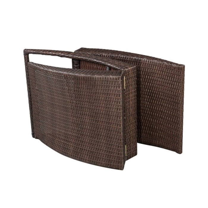 Chaise longue pliable avec coussin Résine tressée Marron