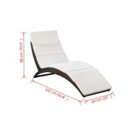 Chaise longue pliable avec coussin Résine tressée Marron