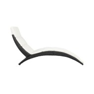 Chaise longue pliable avec coussin Résine tressée Noir