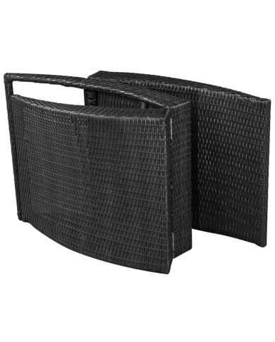 Chaise longue pliable avec coussin Résine tressée Noir