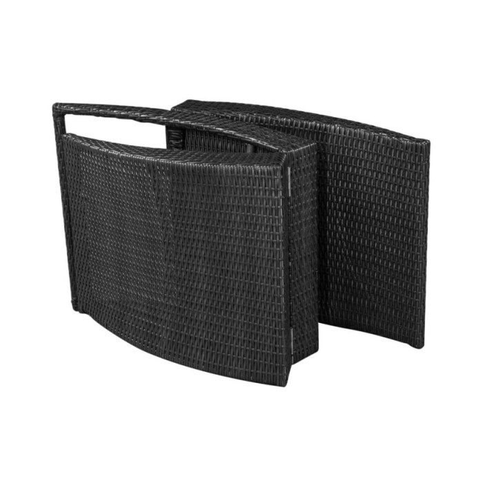 Chaise longue pliable avec coussin Résine tressée Noir