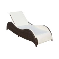 Chaise longue avec coussin Résine tressée Marron