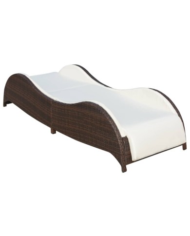 Chaise longue avec coussin Résine tressée Marron