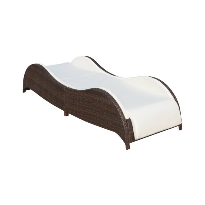 Chaise longue avec coussin Résine tressée Marron