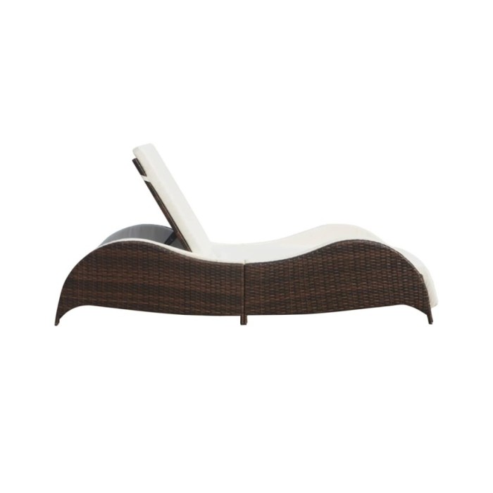 Chaise longue avec coussin Résine tressée Marron