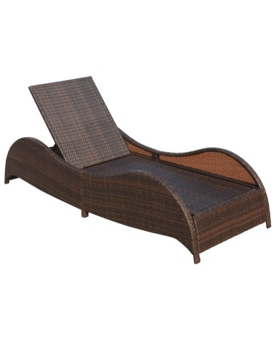 Chaise longue avec coussin Résine tressée Marron