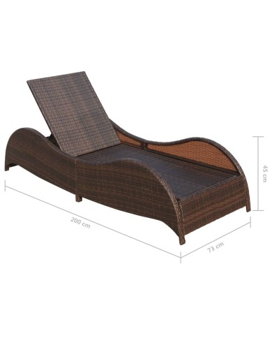 Chaise longue avec coussin Résine tressée Marron