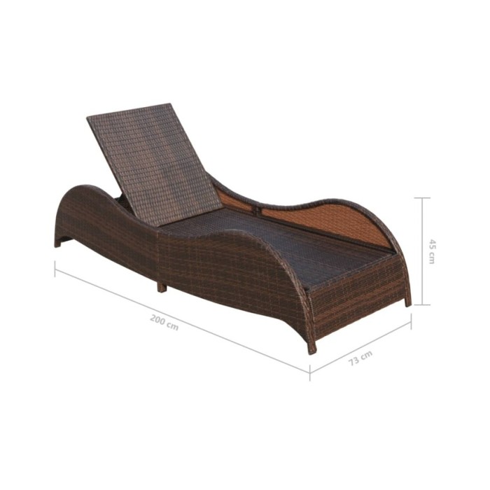 Chaise longue avec coussin Résine tressée Marron