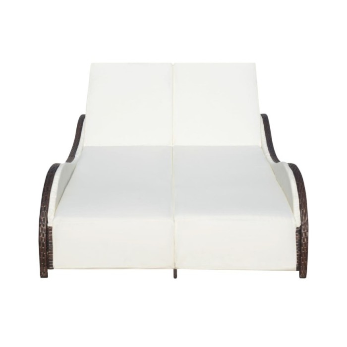 Chaise longue double avec coussin Résine tressée Marron