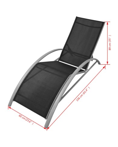 Chaises longues en aluminium noir