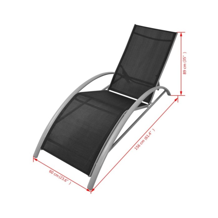 Chaises longues en aluminium noir