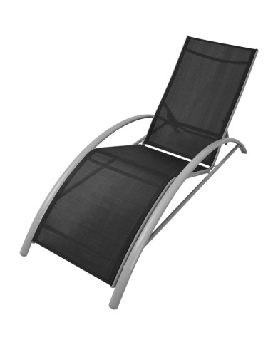Chaises longues avec table Aluminium Noir