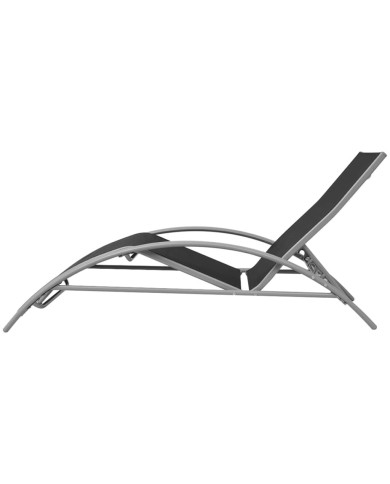 Chaises longues avec table Aluminium Noir