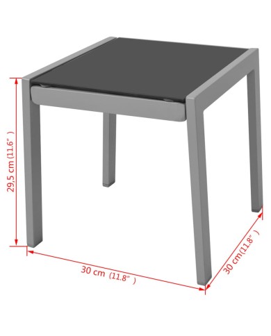 Chaises longues avec table Aluminium Noir