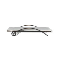 Chaise longue avec coussin et roues Résine tressée Marron