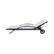 Chaise longue avec coussin et roues Résine tressée Noir