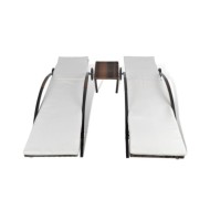 Chaises longues avec table Résine tressée Marron